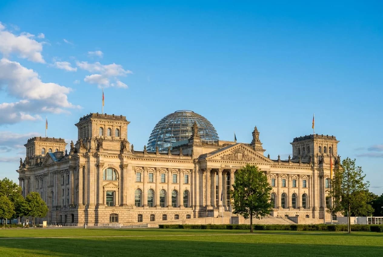 Der Reichstag in Berlin mit der gläsernen Kuppel — Symbol für den laufenden Gesetzgebungsprozess der EEG-Novelle 2027